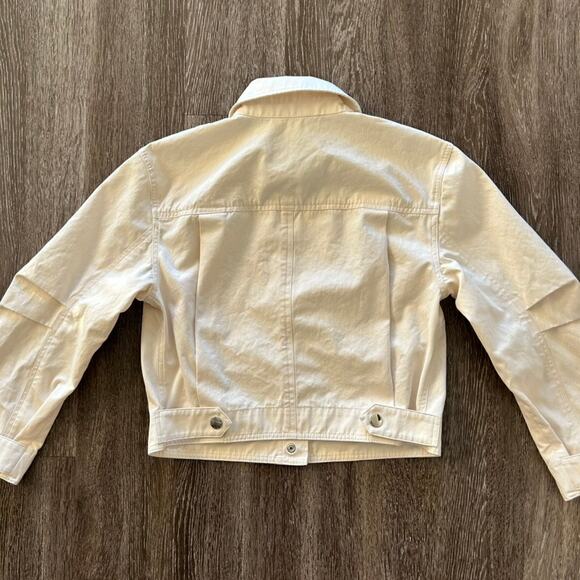 EUC AYR The Very Thing Neutral White Italian Cotton Canvas Cropped Jacket Sz XS - Picture 9 of 16